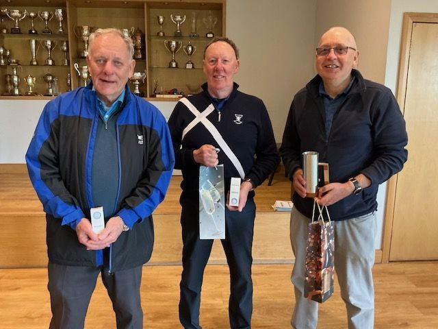 L-R: Jack Dempsey - Longest Drive, Drew Smith (guest) - Stableford Winner and nearest the pin. Ron Wylie - Singa Trophy Winner